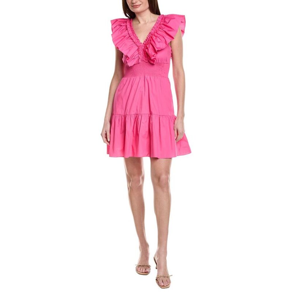 Adrianna Papell Womens  Ruffle Collar Flounce Mini Dress, Green